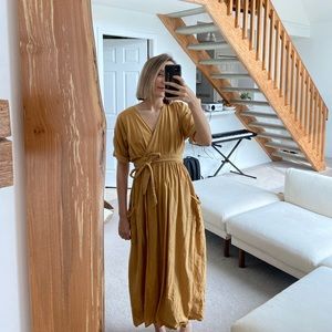 Urban Outfitters Linen Wrap Midi Dress